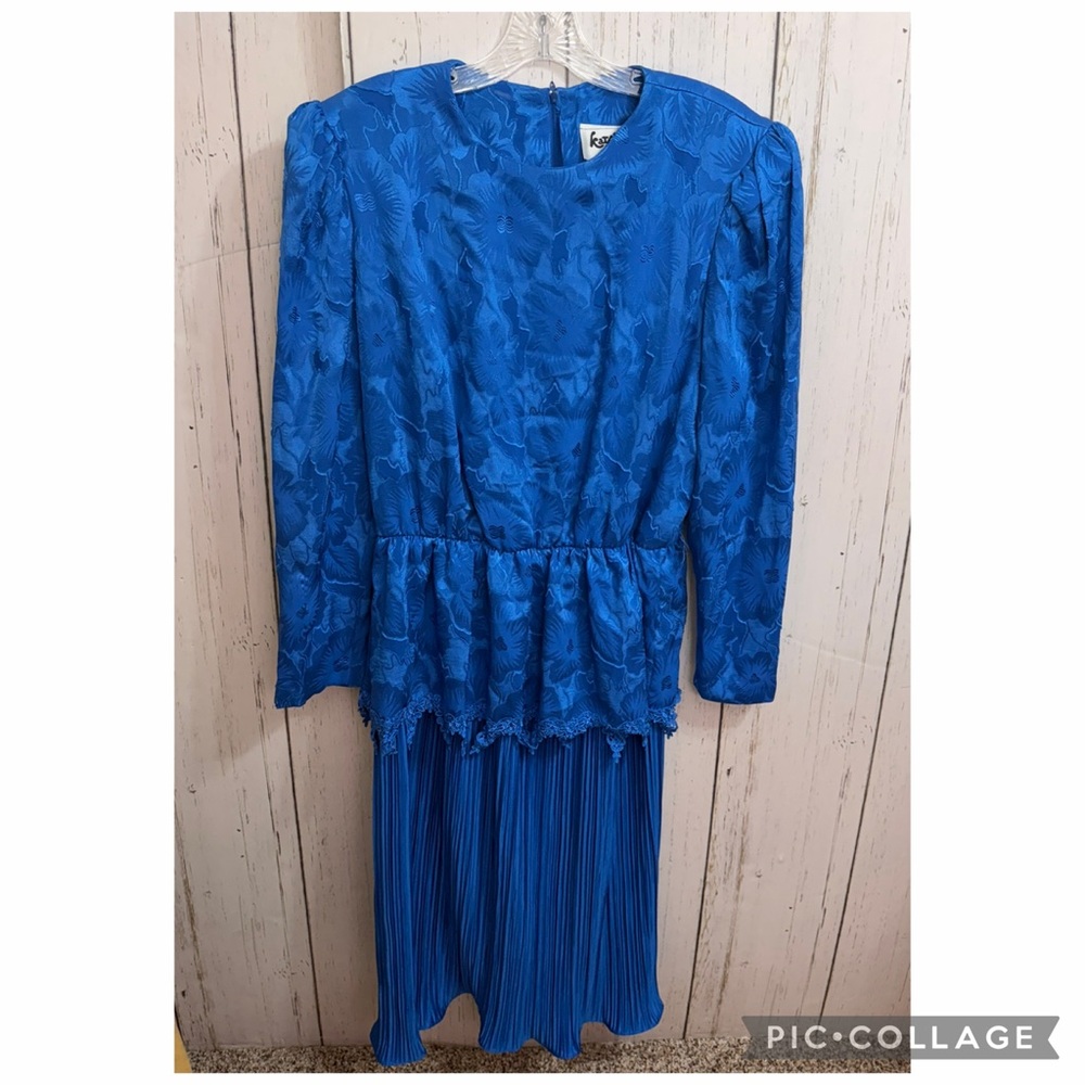Vintage Royal Blue Long Sleeve Dress